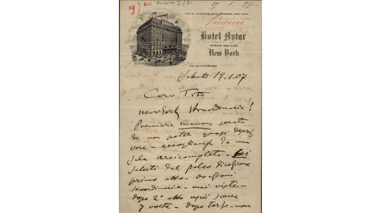 Brief von Giacomo Puccini an Tito II Ricordi, 19. Januar 1907