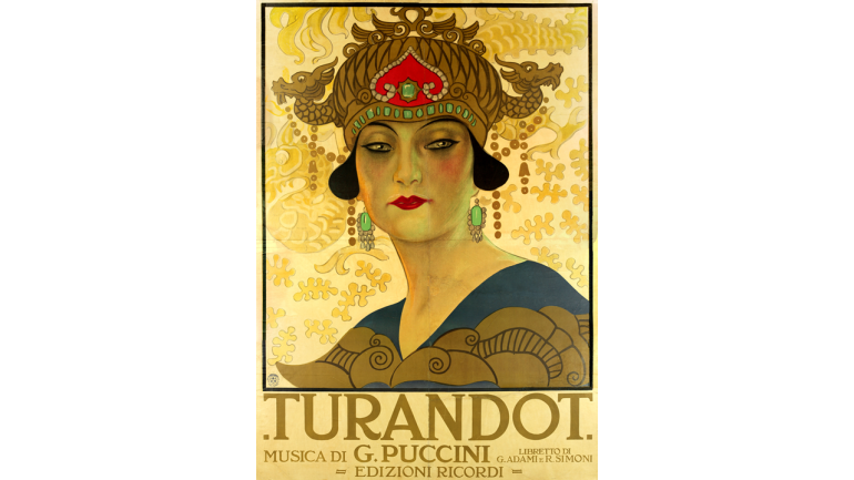 Giacomo Puccini, Turandot, Mailand, Teatro alla Scala, 1926. Poster für die Uraufführung von Leopoldo Metlicovic