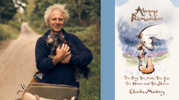 Collage aus einem Portraitfoto von Charlie Mackesy und dem Buchcover