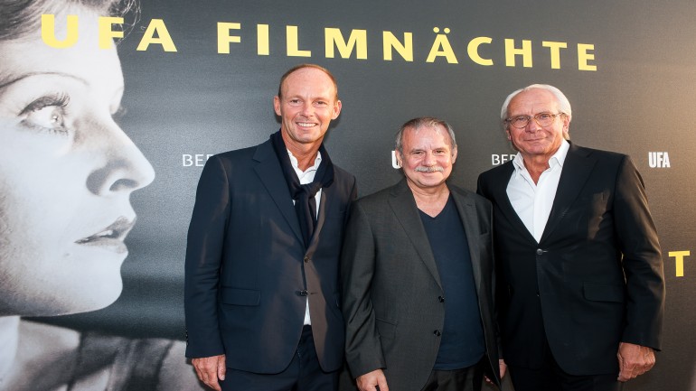 Bertelsmann-CEO Thomas Rabe, der Schauspieler Joachim Król und UFA-Chef Wolf Bauer