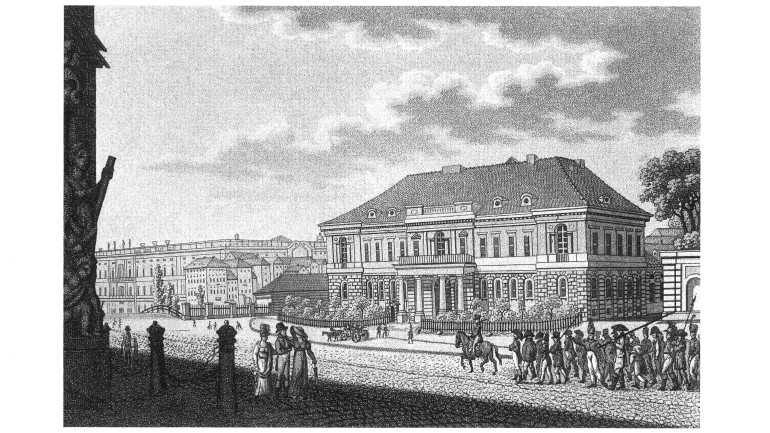 F. H. Calau: &#34;Das Commandanten Haus auf dem Zeughaus-Platz&#34;, Aquatinta, 1815