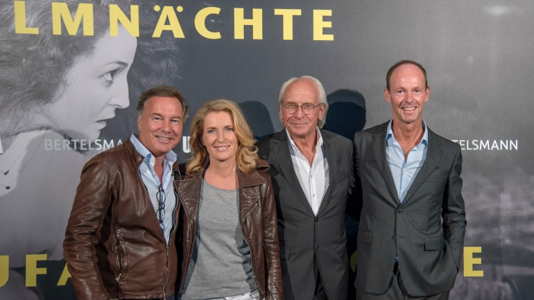 Produzent und UFA-CEO Nico Hofmann, Schauspielerin und Filmpatin Maria Furtwängler, UFA-CEO Wolf Bauer und Bertelsmann-Vorstandsvorsitzender Thomas Rabe (v.l.)