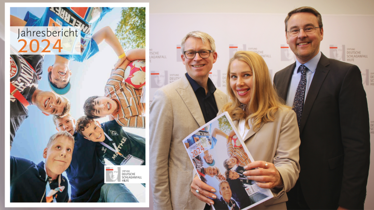 Dr. Michael Brinkmeier (Vorstandsvorsitzender), Sylvia Strothotte (Stellv. Vorsitzende) und Privatdozent Dr. Andreas Rogalewski, Chefarzt Neurologie am St. Elisabeth Hospital (v. l.).